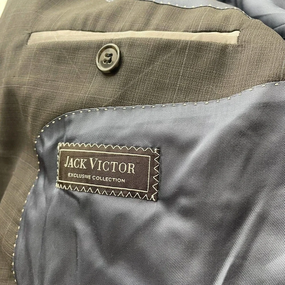 Jack Victor Sport‎ Coat Mens 46R Gray Super 100s Wool Suit Jacket